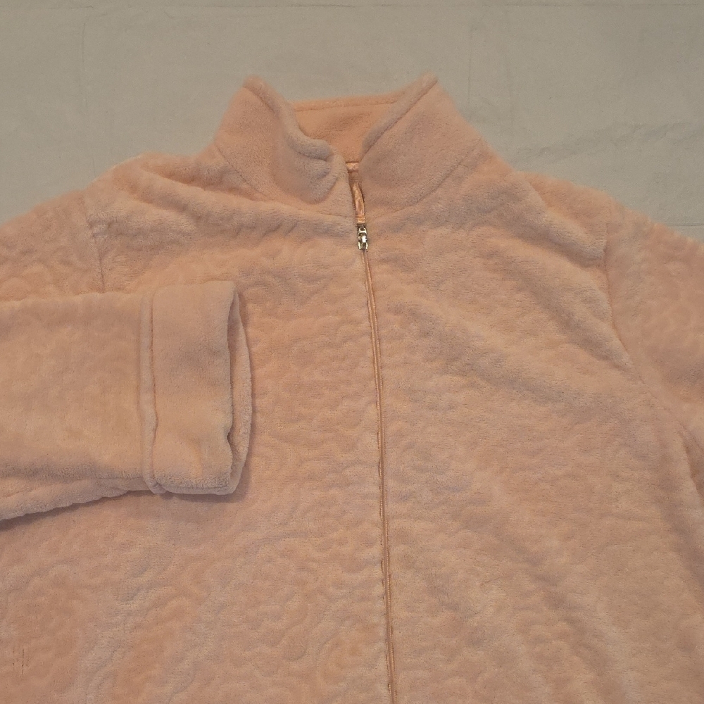Carole Hochman Soft Pink Full Zip Fleece Plush Robe Housecoat Cozy Warm Pink 1X